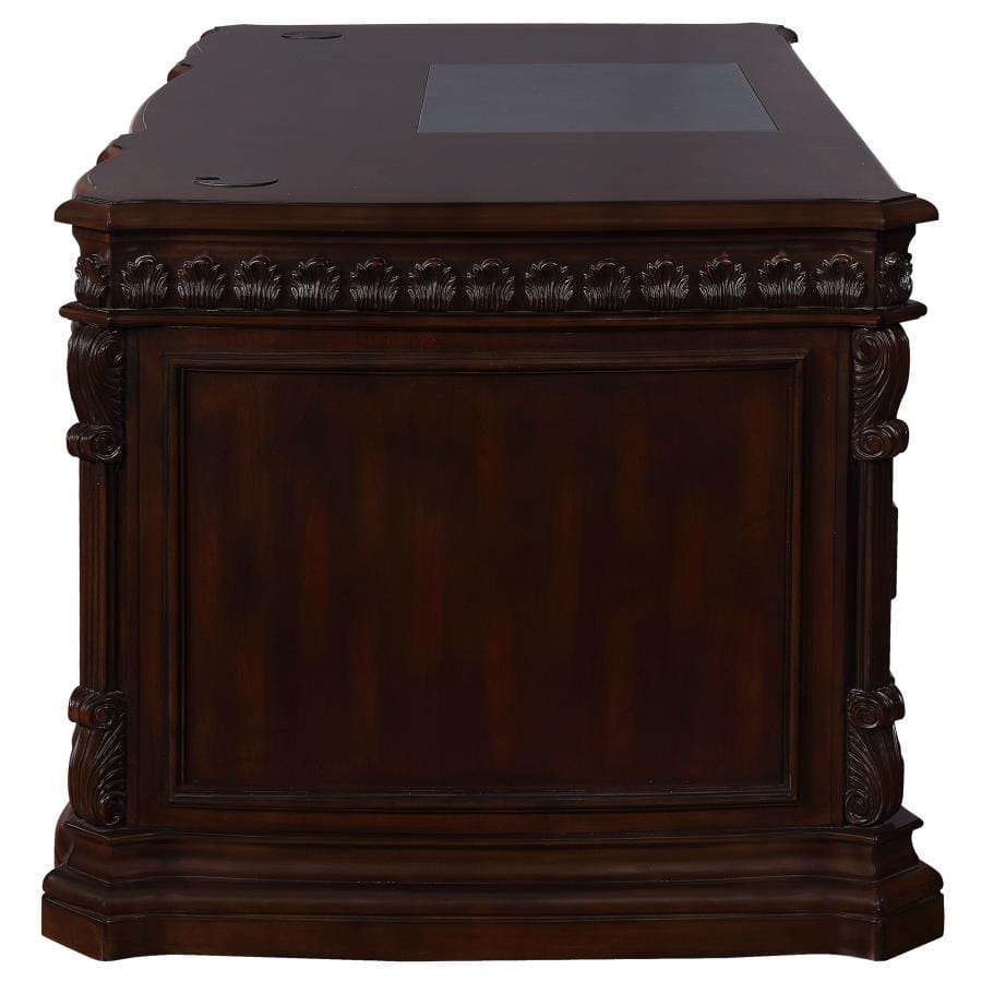 Tucker 5-drawer Double Pedestal Executive Desk Rich Brown