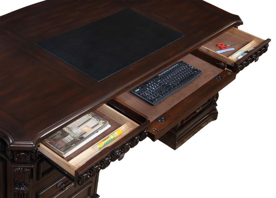 Tucker 5-drawer Double Pedestal Executive Desk Rich Brown