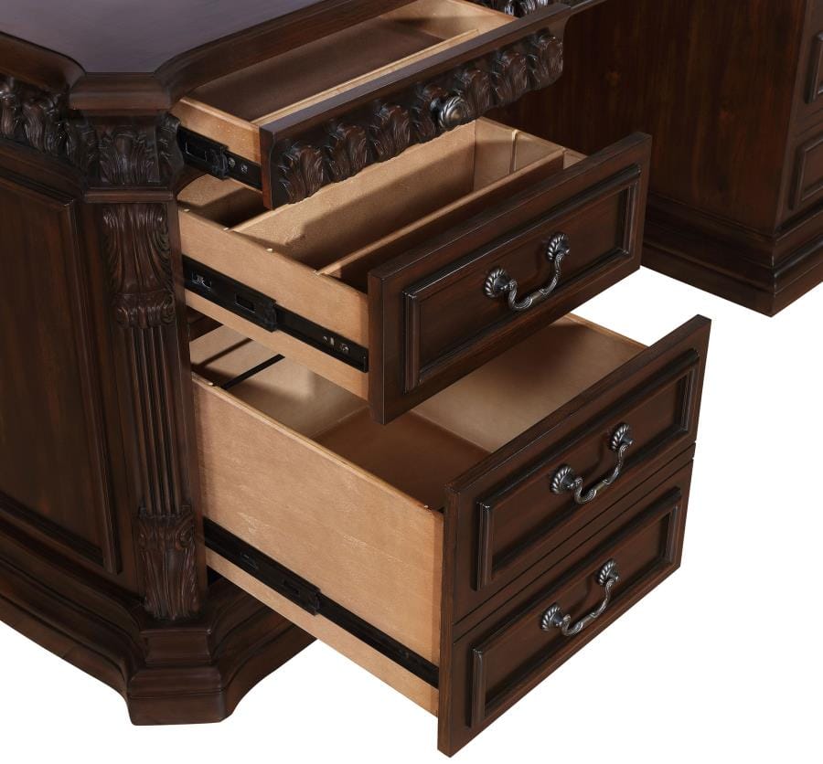 Tucker 5-drawer Double Pedestal Executive Desk Rich Brown