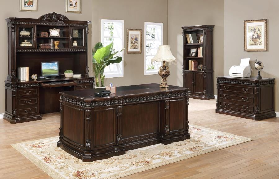Tucker 5-drawer Double Pedestal Executive Desk Rich Brown