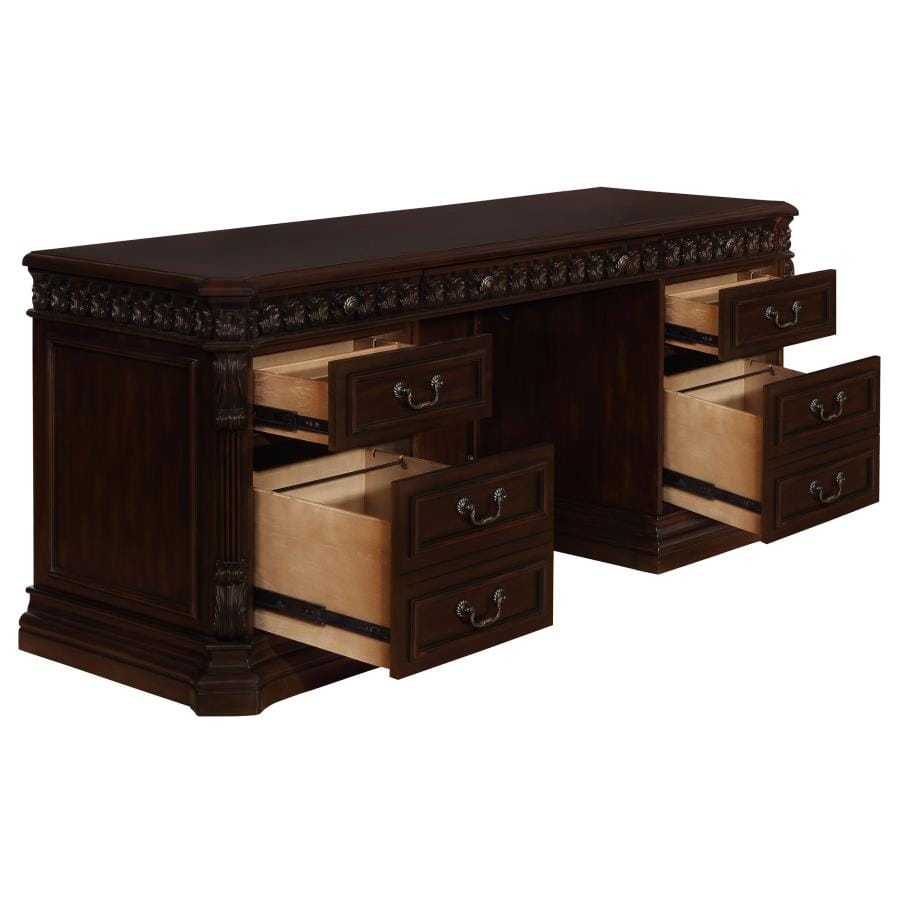 Tucker 6-drawers Credenza Desk Rich Brown