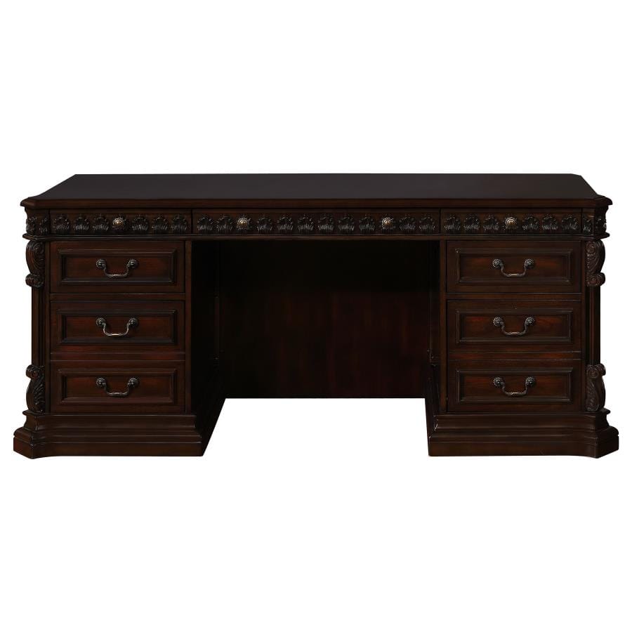 Tucker 6-drawers Credenza Desk Rich Brown