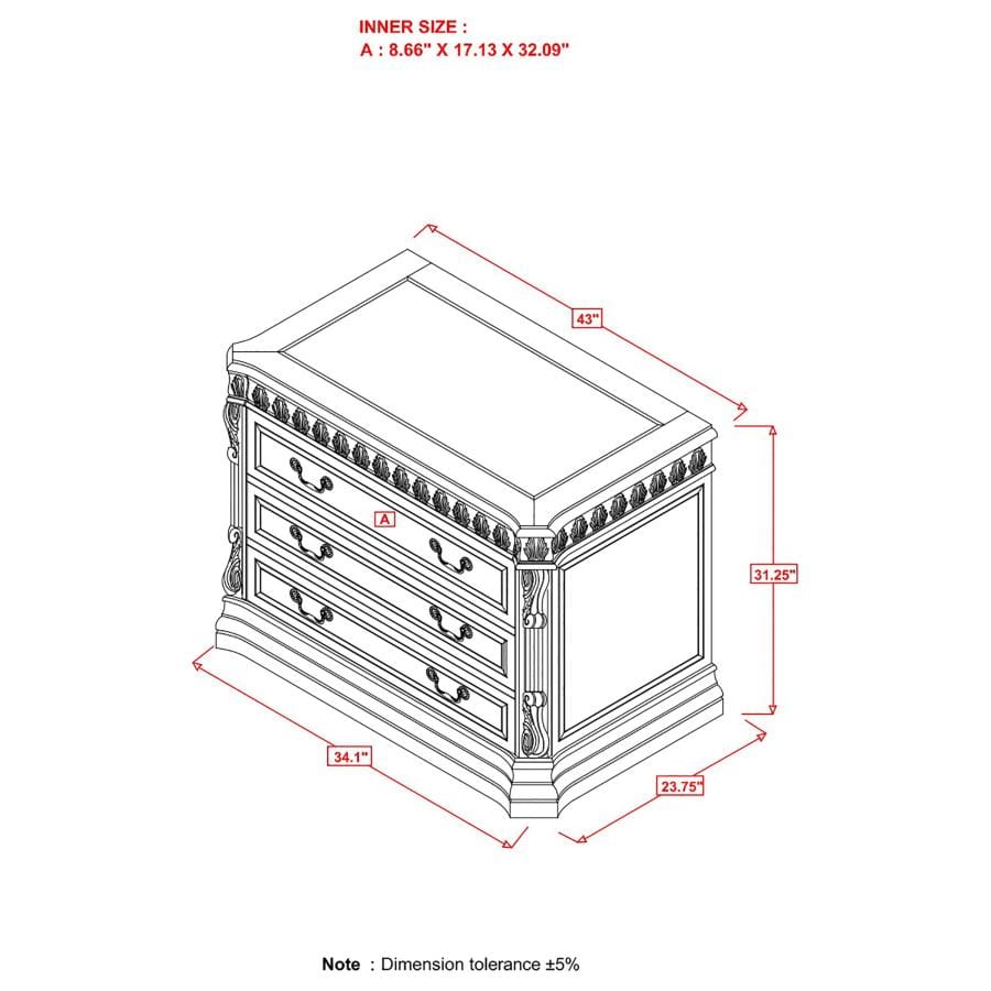 Tucker 3-drawer File Cabinet Rich Brown
