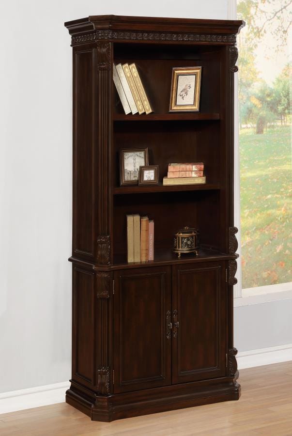 Tucker 3-tier Bookcase with Storage Base Rich Brown