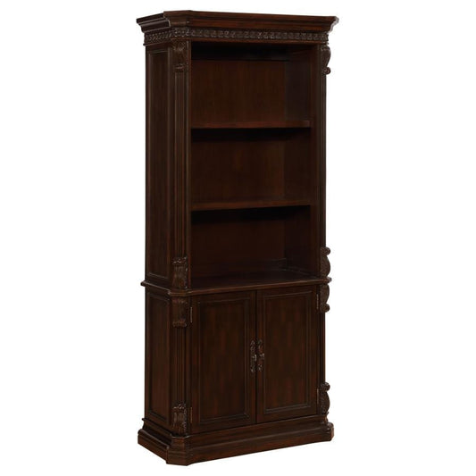 Tucker 3-tier Bookcase with Storage Base Rich Brown