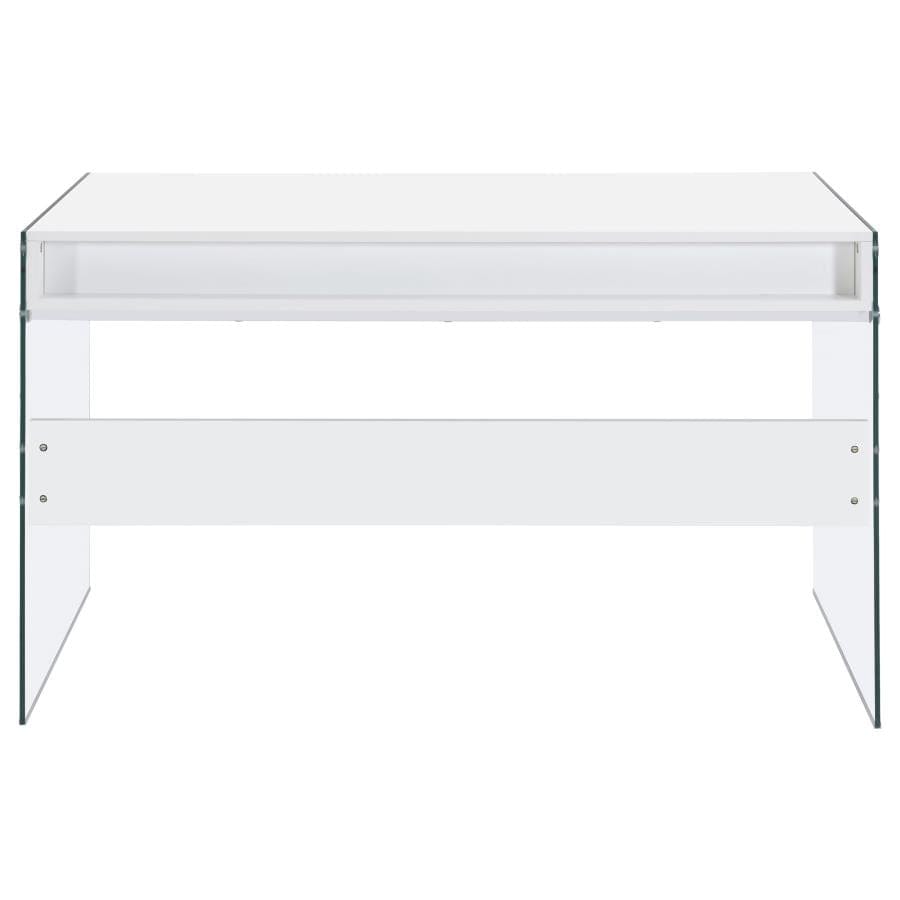 Dobrev 2-drawer Writing Desk Glossy White and Clear