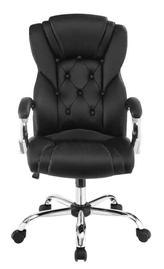 Tufted High Back Office Chair Black and Chrome