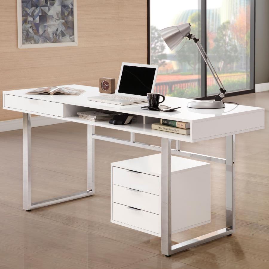 Whitman 4-drawer Writing Desk Glossy White