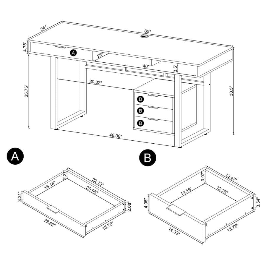 Whitman 4-drawer Writing Desk Glossy White