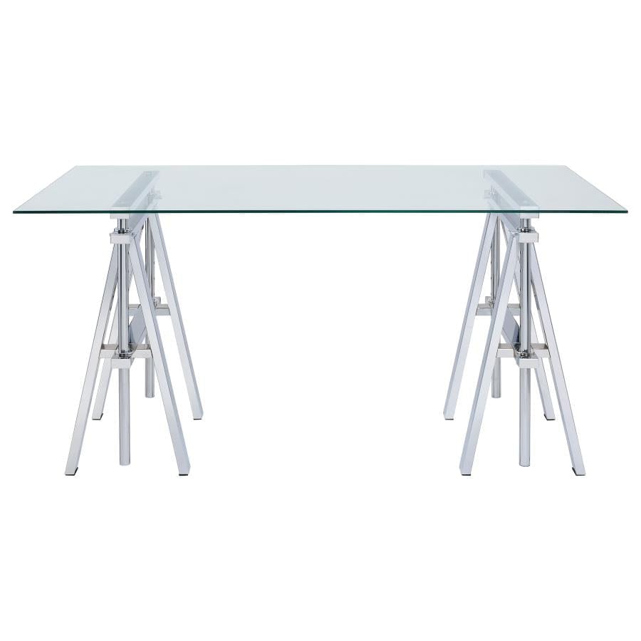 Statham Glass Top Adjustable Writing Desk Clear and Chrome