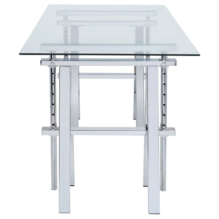 Statham Glass Top Adjustable Writing Desk Clear and Chrome