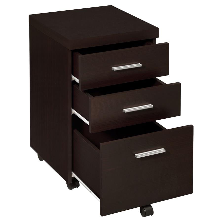 Skeena 3-drawer Mobile Storage Cabinet Cappuccino