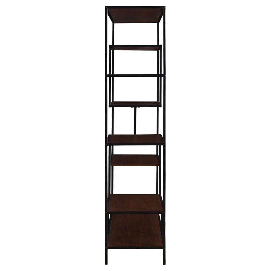 Asher 7-shelf Geometric Bookcase Walnut