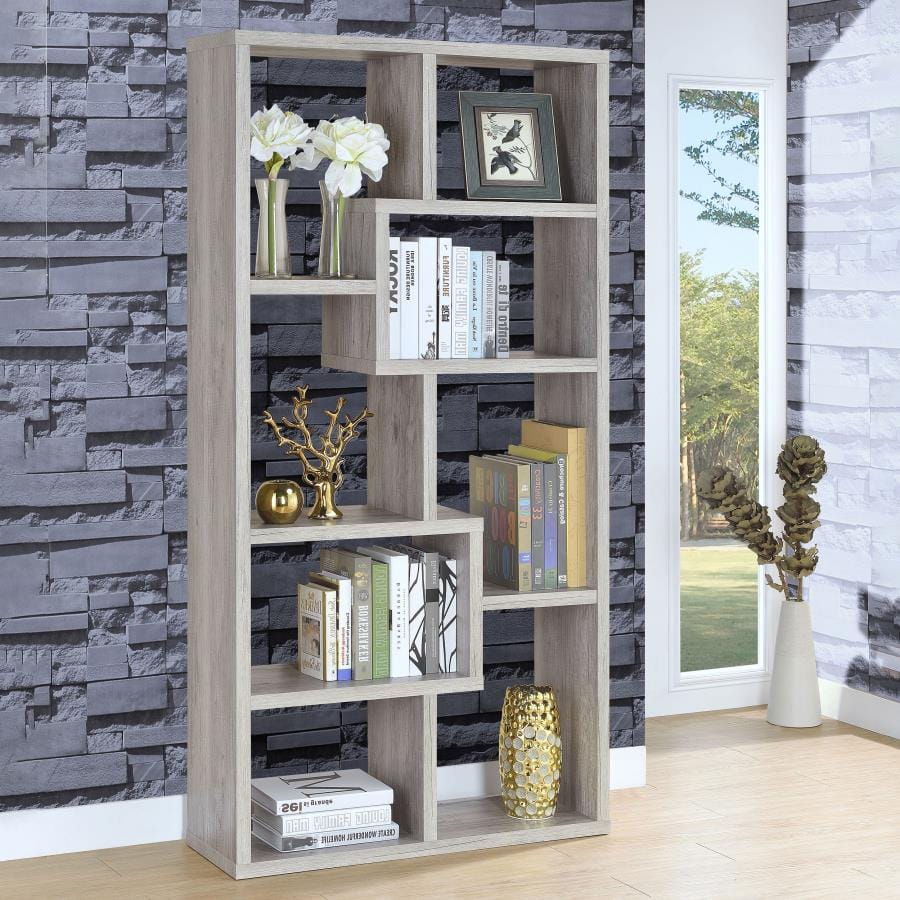 Theo 10-shelf Bookcase Grey Driftwood