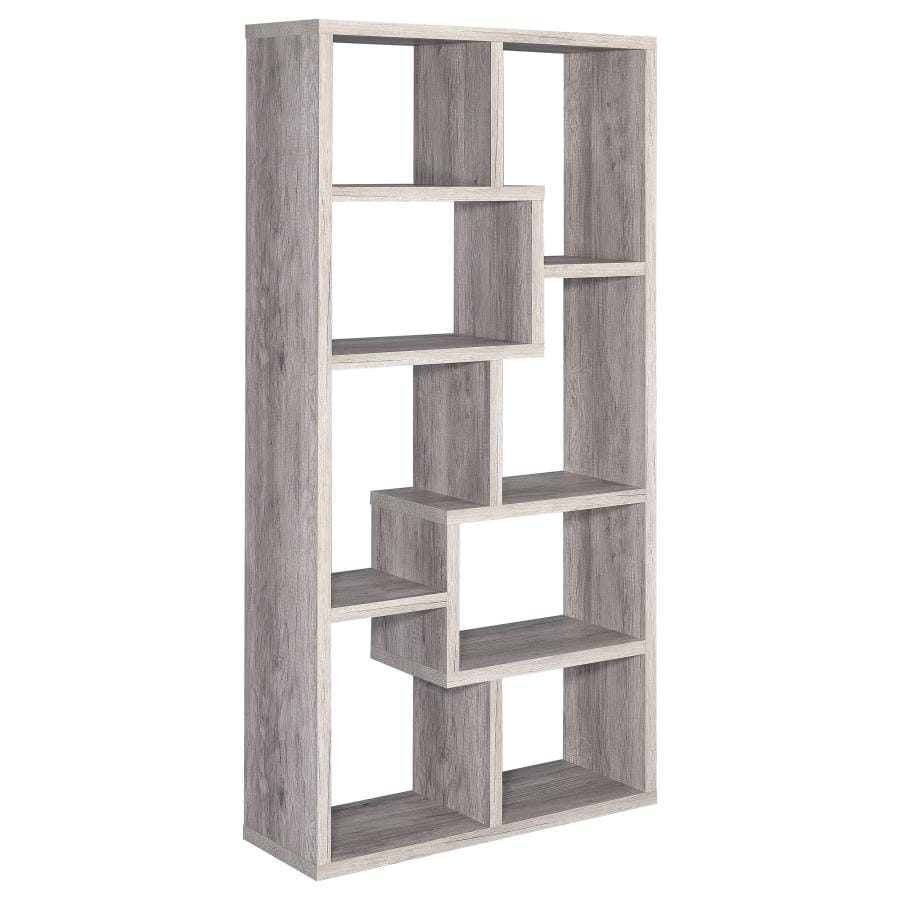 Theo 10-shelf Bookcase Grey Driftwood