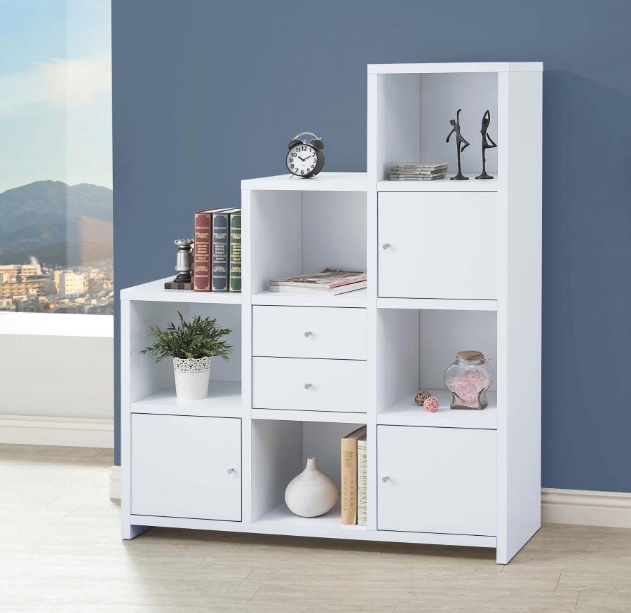 Spencer Bookcase with Cube Storage Compartments White