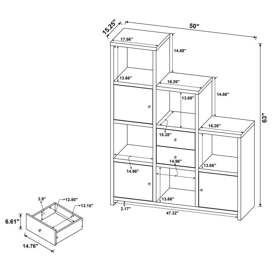 Spencer Bookcase with Cube Storage Compartments White