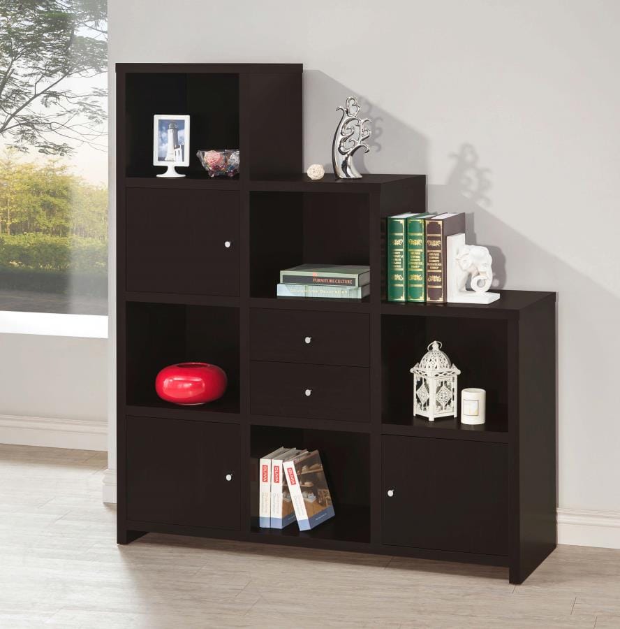 Spencer Bookcase with Cube Storage Compartments Cappuccino