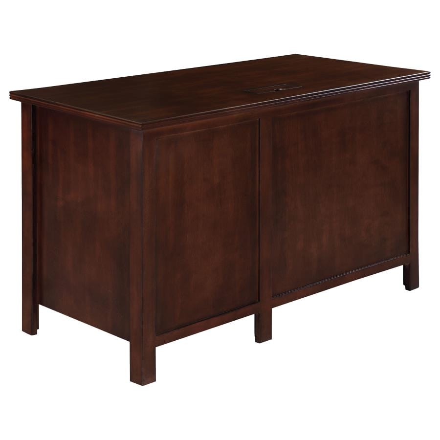 Daryll 4-drawer Office Desk with Outlet Red Brown