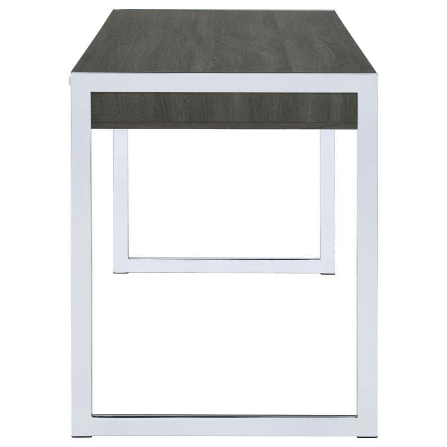 Wallice 2-drawer Writing Desk Weathered Grey and Chrome