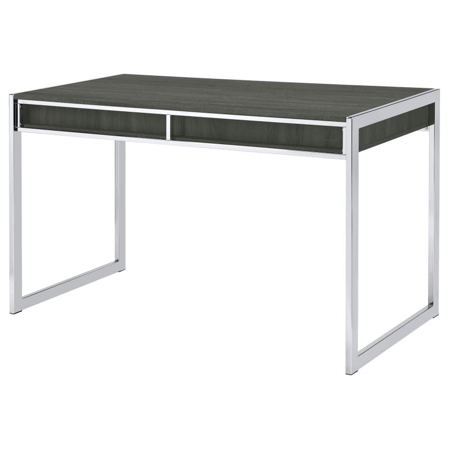 Wallice 2-drawer Writing Desk Weathered Grey and Chrome