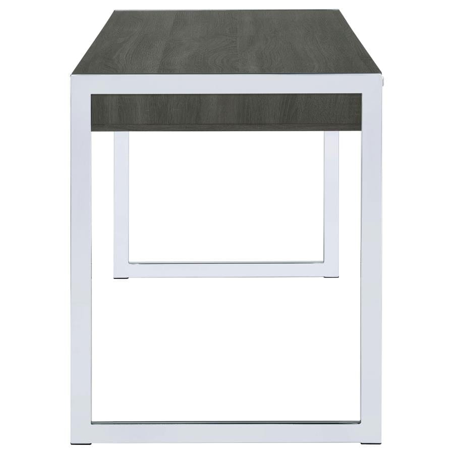 Wallice 2-drawer Writing Desk Weathered Grey and Chrome