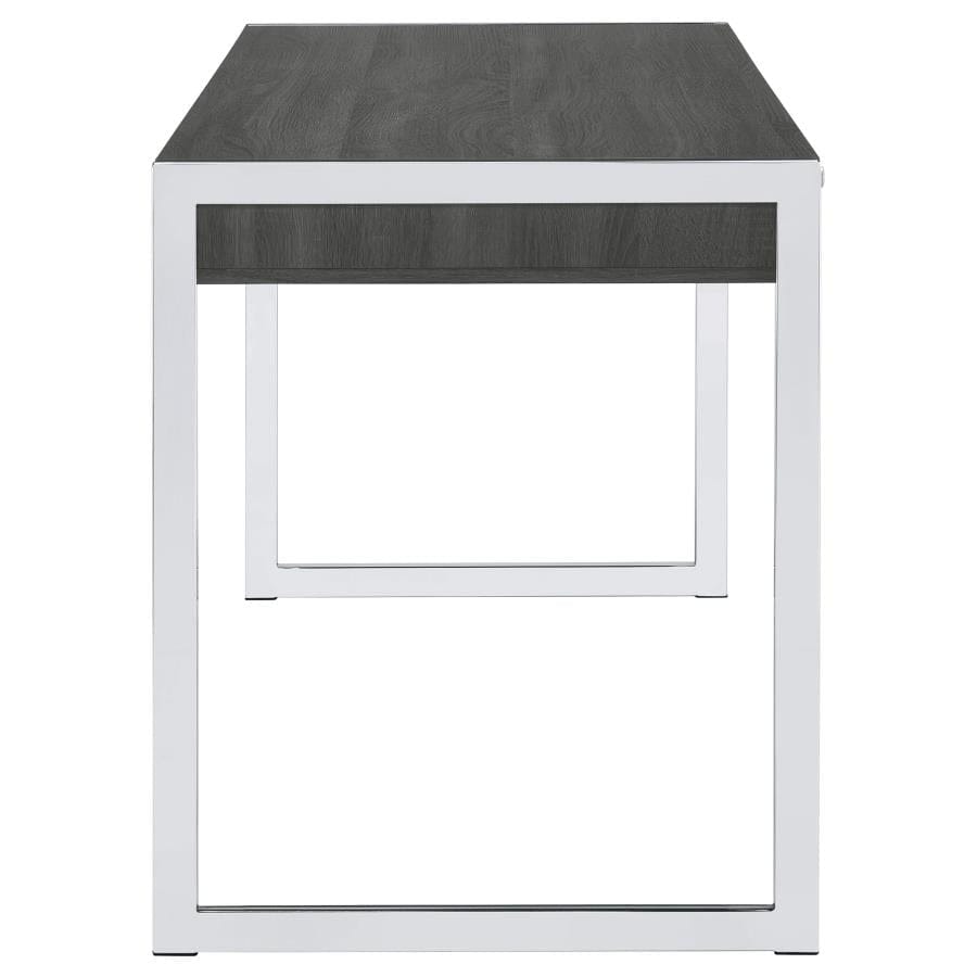 Wallice 2-drawer Writing Desk Weathered Grey and Chrome