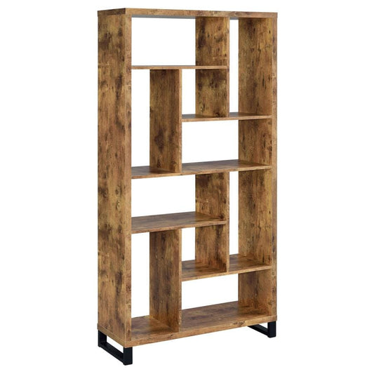 Delwin 10-shelf Bookcase Antique Nutmeg