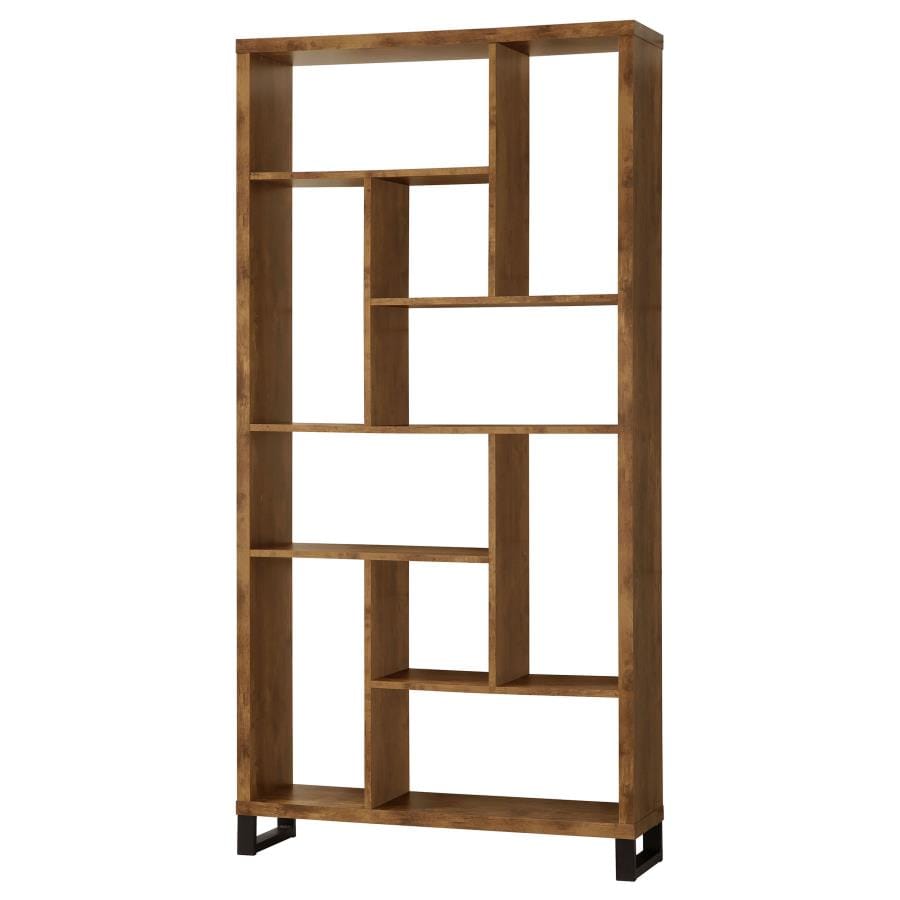 Delwin 10-shelf Bookcase Antique Nutmeg