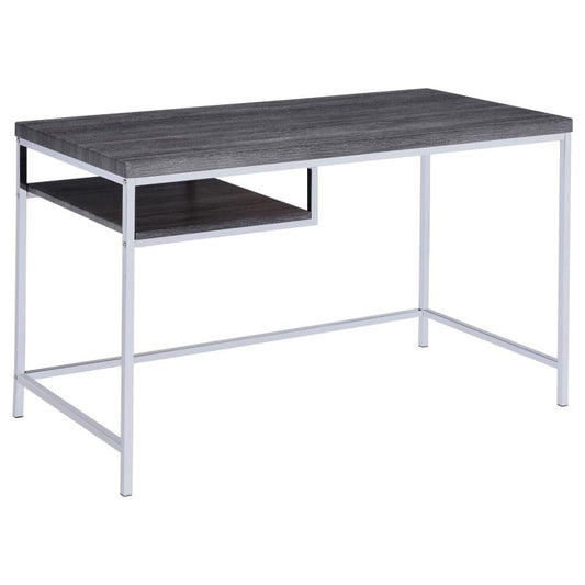 Kravitz Rectangular Writing Desk Weathered Grey and Chrome