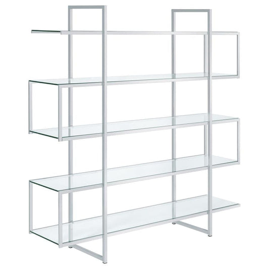 5-shelf Bookcase Chrome and Clear