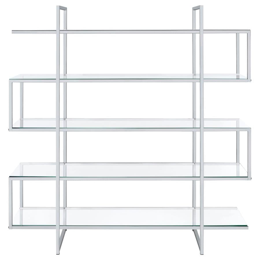 5-shelf Bookcase Chrome and Clear