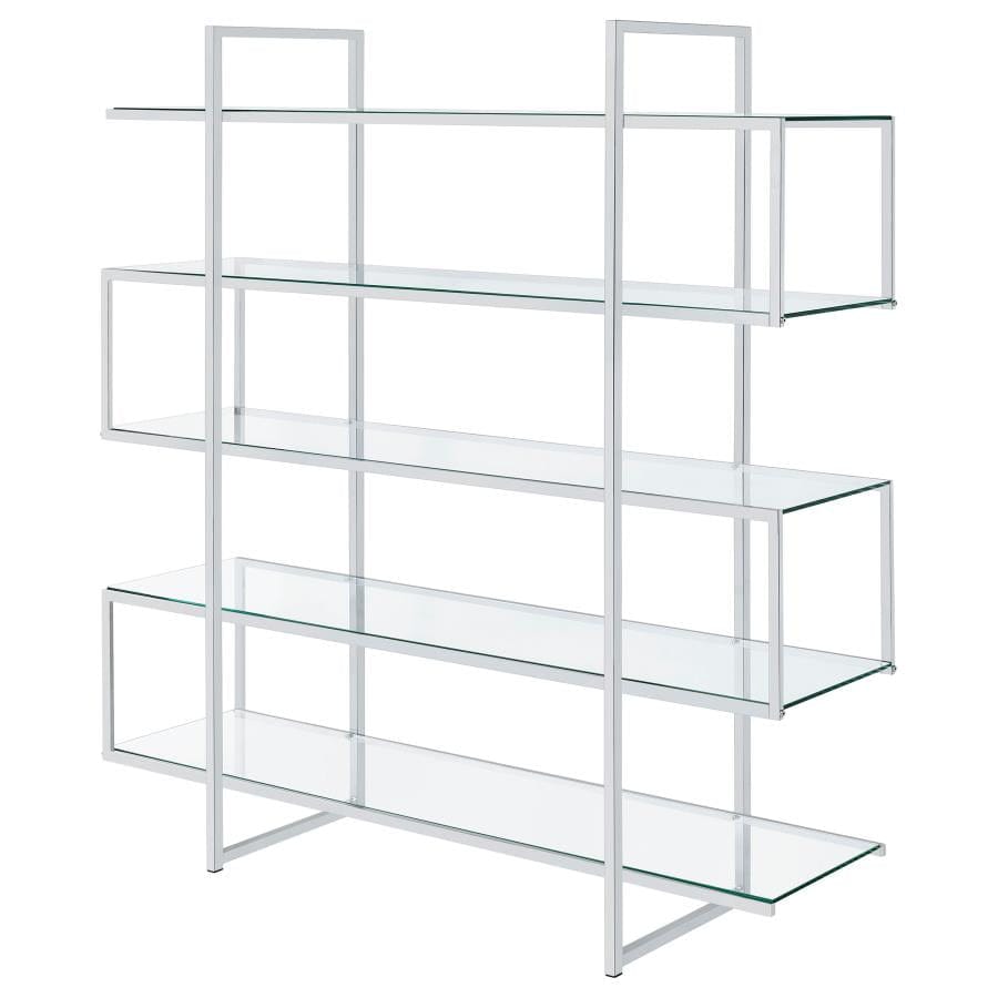 5-shelf Bookcase Chrome and Clear