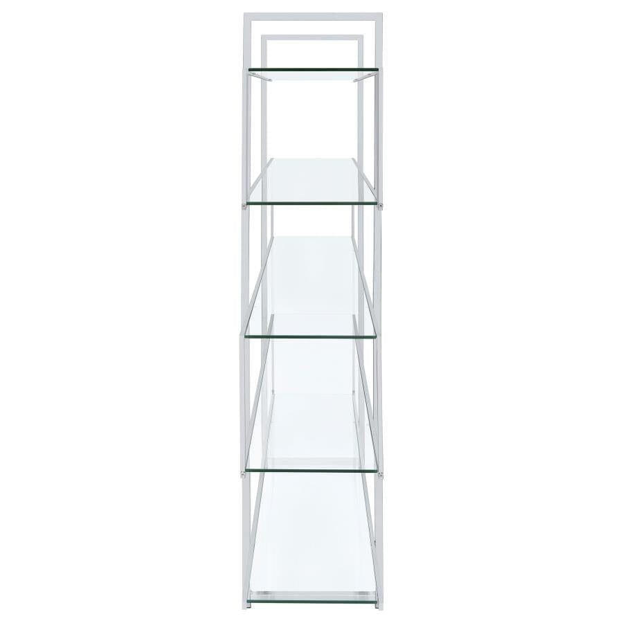 5-shelf Bookcase Chrome and Clear