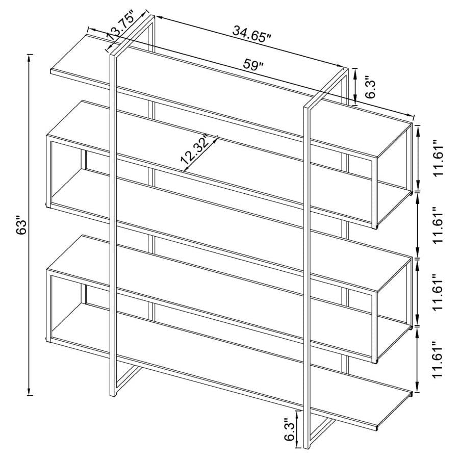 5-shelf Bookcase Chrome and Clear