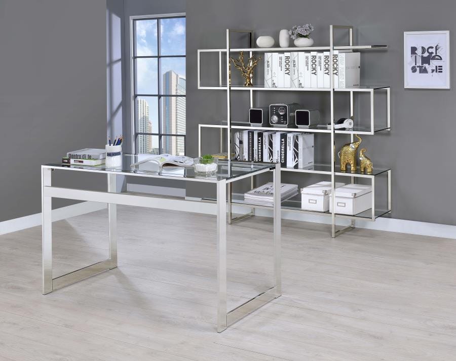 5-shelf Bookcase Chrome and Clear