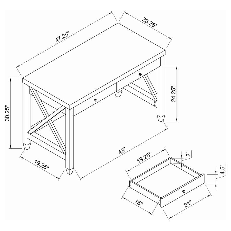 Humfrye 2-drawer Writing Desk Cappuccino