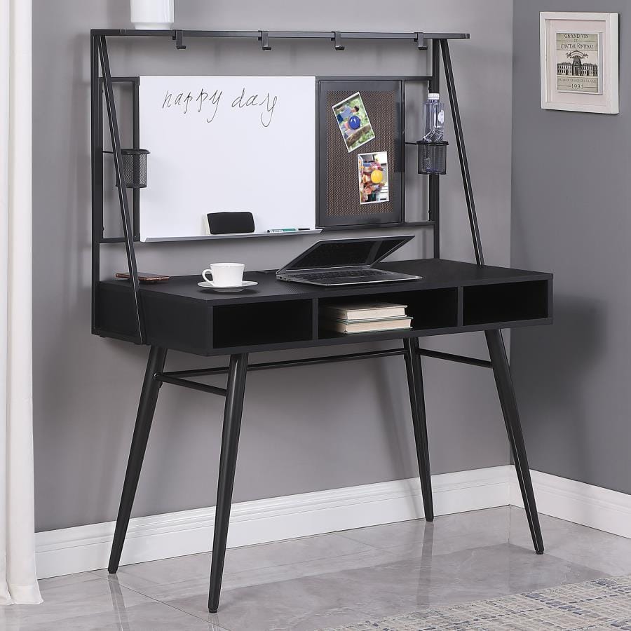 Jessie Writing Desk with USB Ports Black and Gunmetal