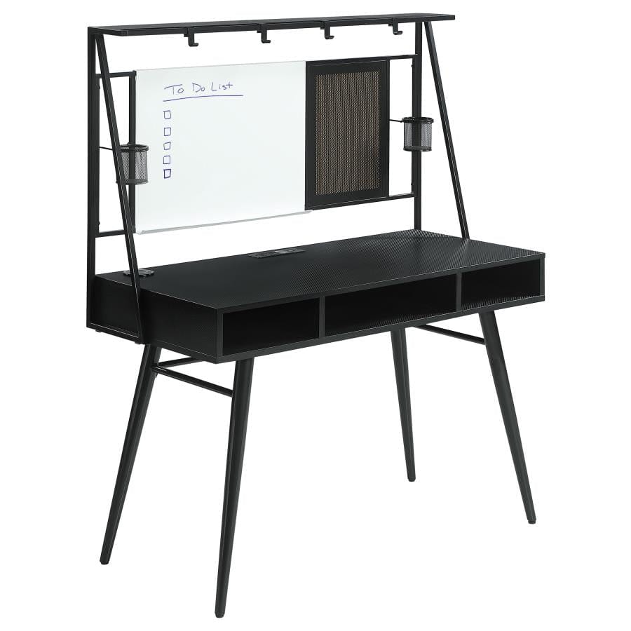 Jessie Writing Desk with USB Ports Black and Gunmetal