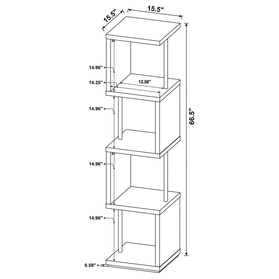 Baxter 4-shelf Bookcase White and Chrome