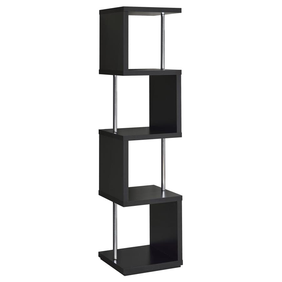 Baxter 4-shelf Bookcase Black and Chrome