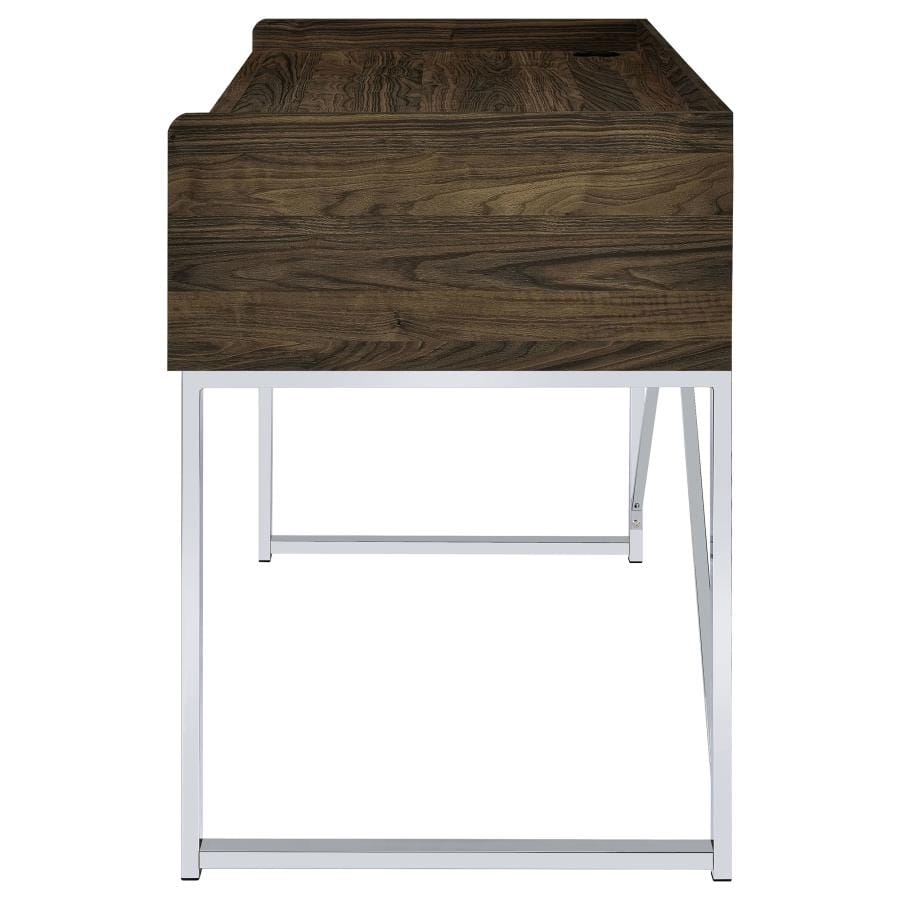 Angelica 3-drawer Writing Desk Walnut and Chrome