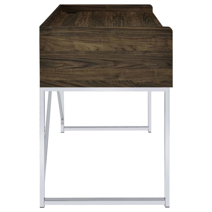 Angelica 3-drawer Writing Desk Walnut and Chrome