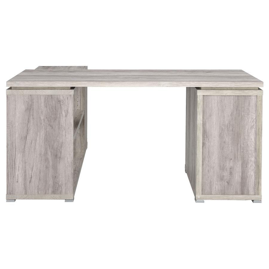 Yvette L-shape Office Desk Grey Driftwood