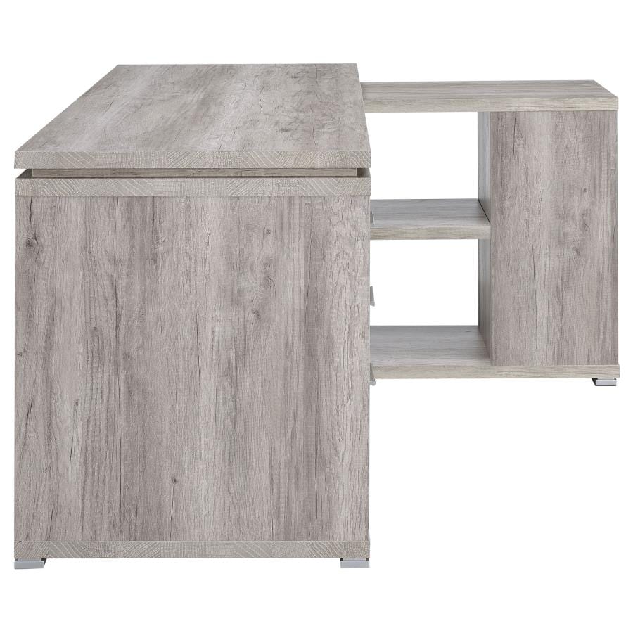 Yvette L-shape Office Desk Grey Driftwood