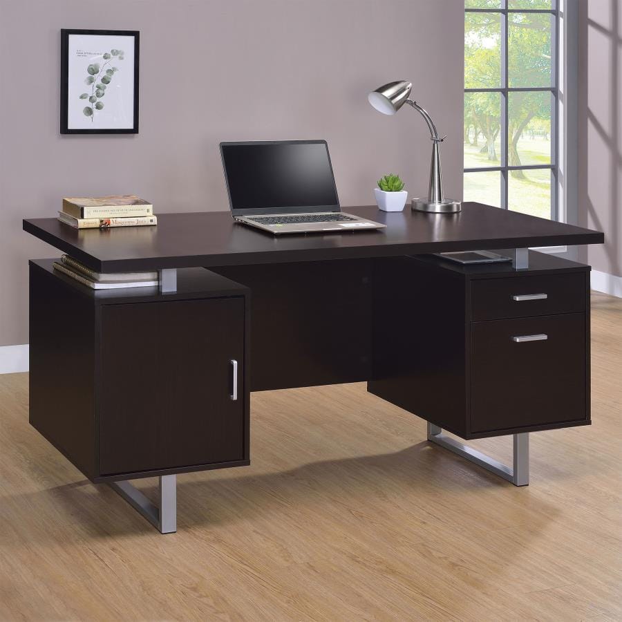 Lawtey Rectangular Storage Office Desk Cappuccino