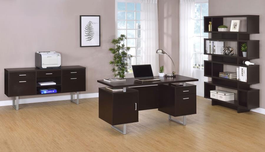 Lawtey Rectangular Storage Office Desk Cappuccino