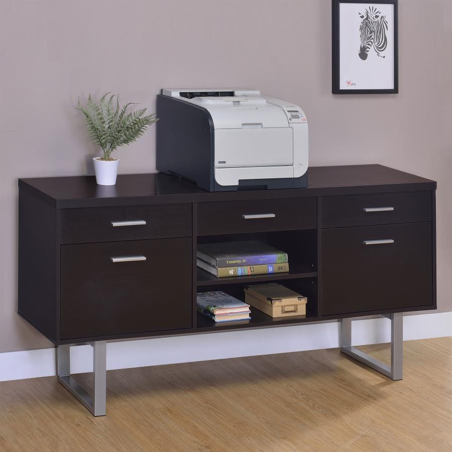 Lawtey 5-drawer Credenza with Adjustable Shelf Cappuccino