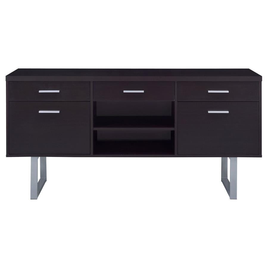 Lawtey 5-drawer Credenza with Adjustable Shelf Cappuccino