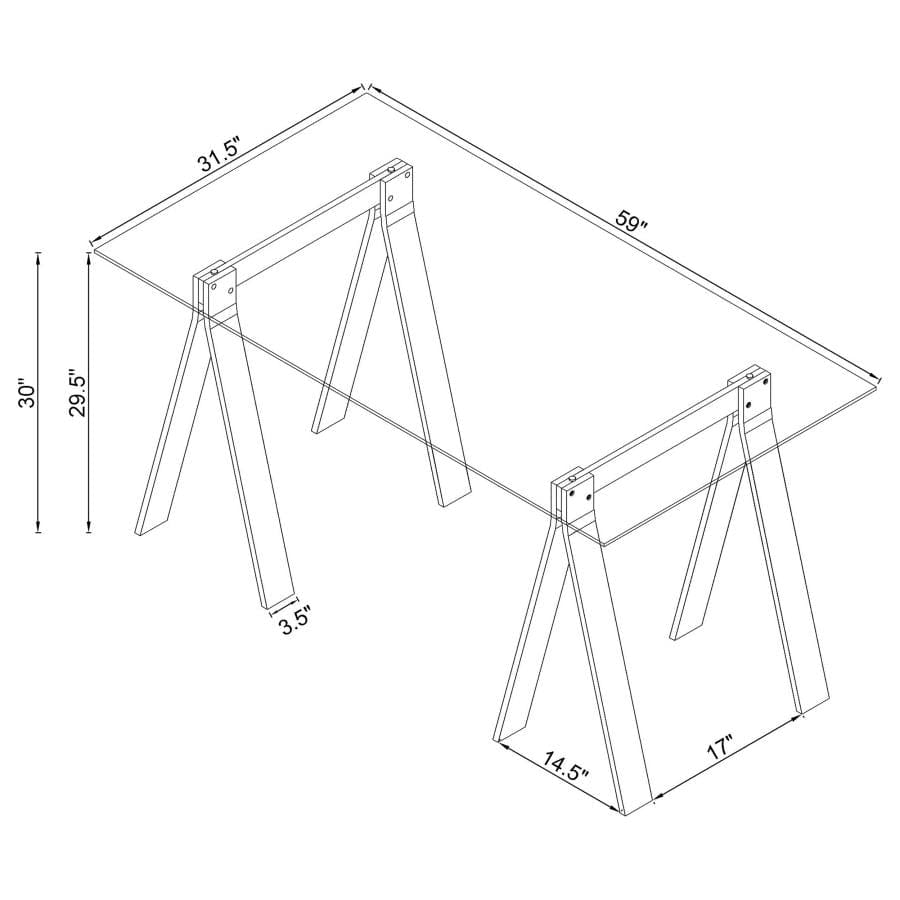 Amaturo Writing Desk with Glass Top Clear